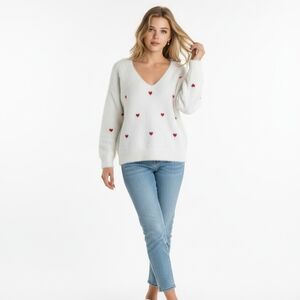 Source Unknown V-Neck Sweater with Heart Details